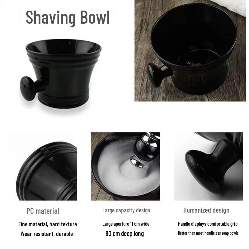 Classic Barber Shaving Brush Set with Soft Bristles & Foaming Bowl