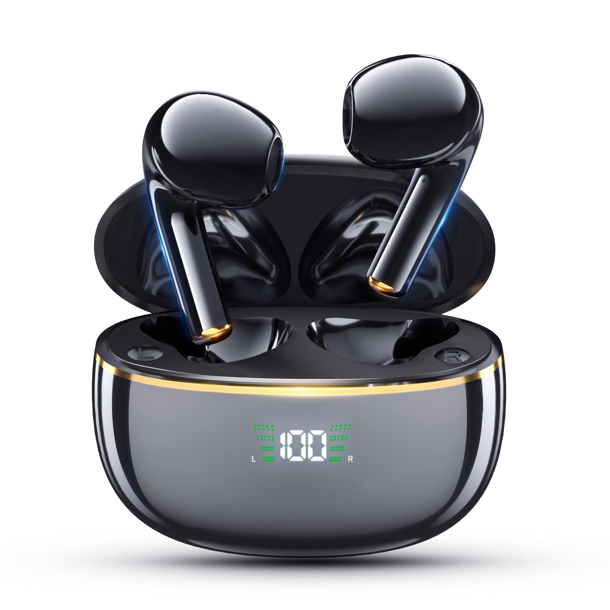 

2025 New Masterpiece Model Bluetooth Wireless Earbuds with ENC Noise LED Sound Automatic Instant Cordless Fast IPX7 Single or Perfect for and Gaming чорний