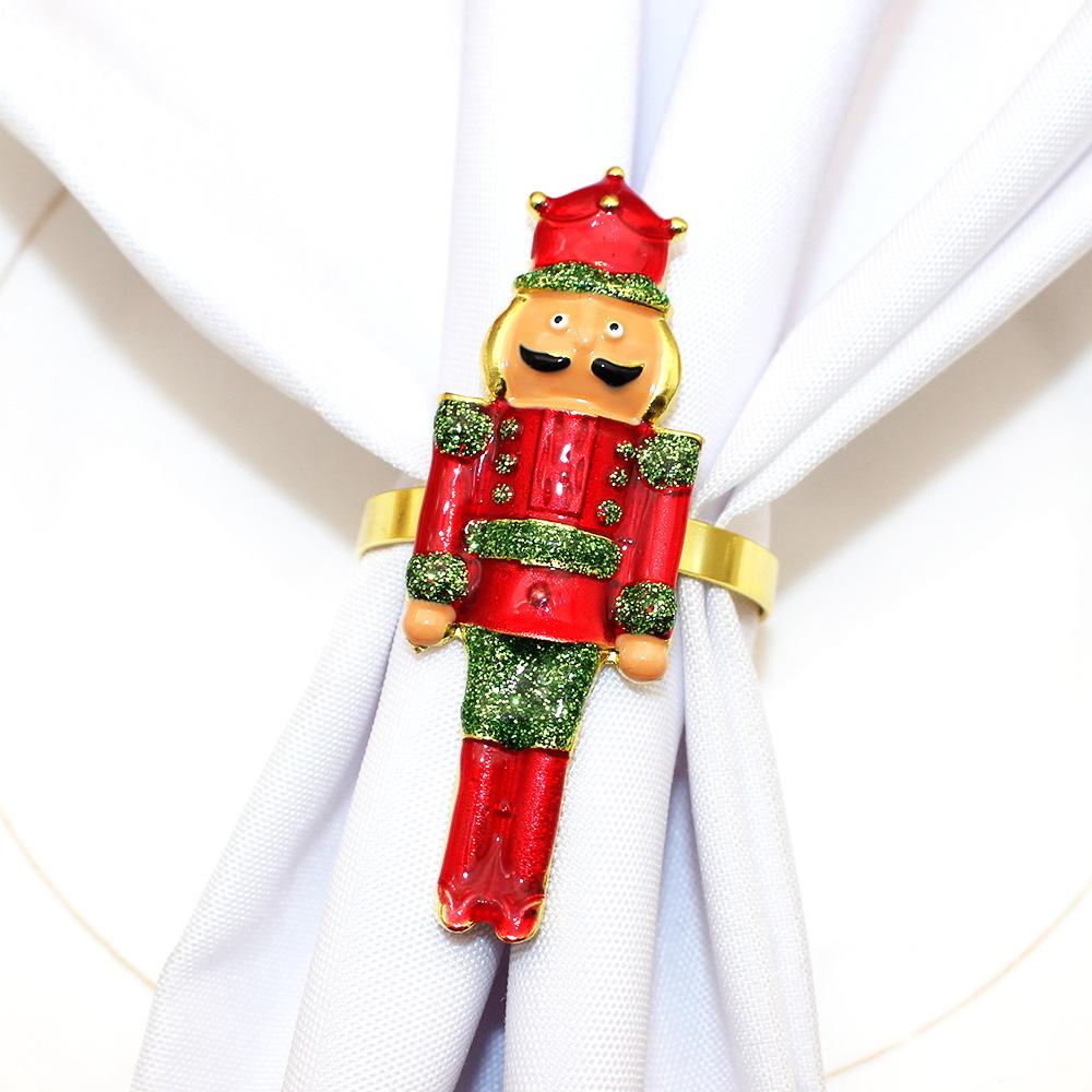 

Рождественские украшения Щелкунчик Солдат Кольца для салфеток Новогодний банкетный салфеток Пряжка для салфеток Рождественский домашний декор стола Держатель для салфеток красный