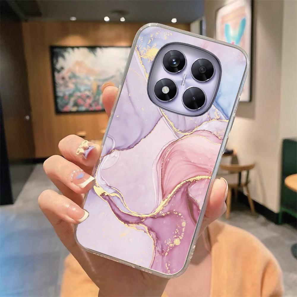 Blauw Luipaardprint Artistiek Marmeren Telefoonhoesje Voor Xiaomi Redmi Note 15 Pro 5G Transparant Helder Voor Redmi 15C 15 4G Zachte Cover