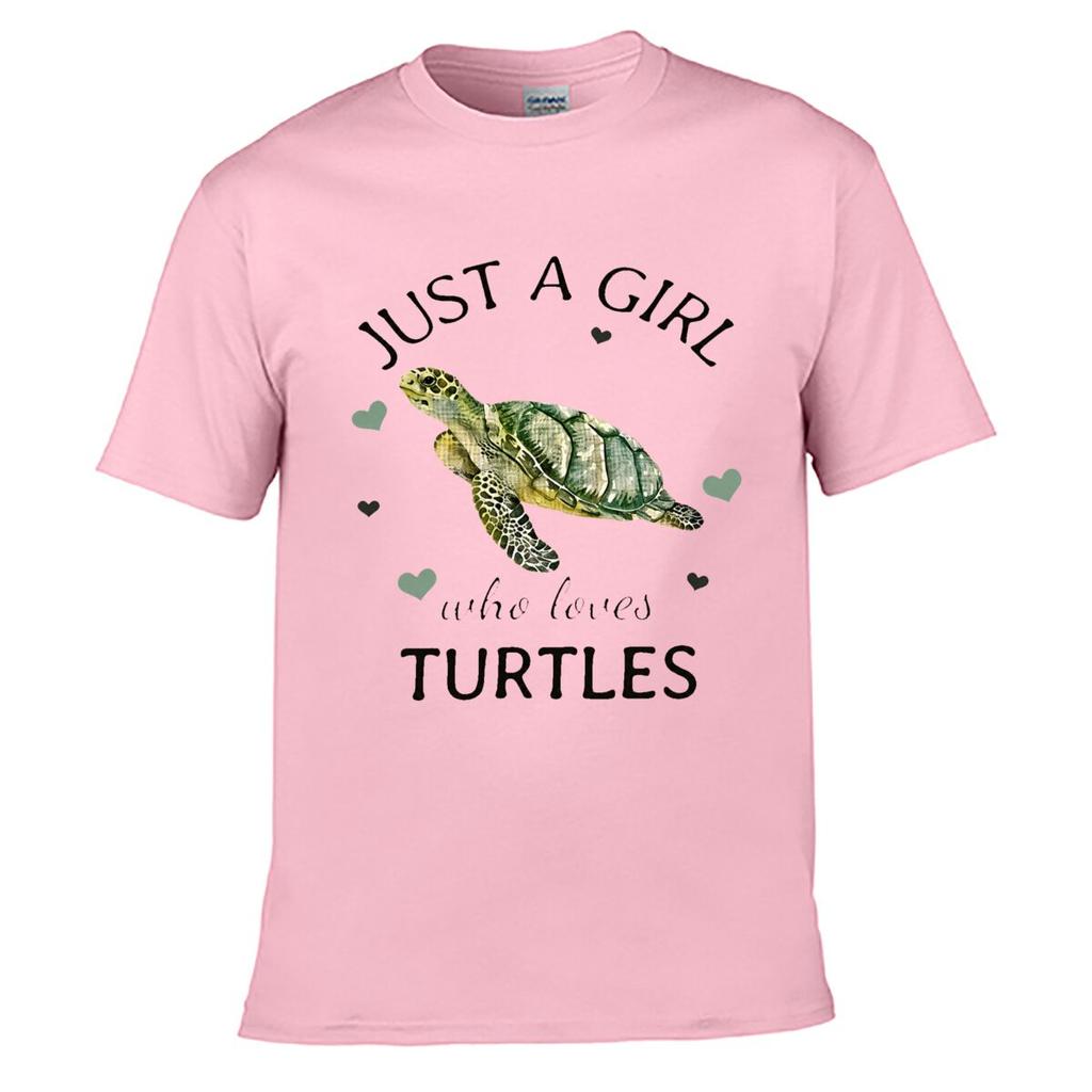 Just A Girl Who Loves Turtles Sea Turtle Hearts Unisex Summer Washed Tee Loose Distressed Top
