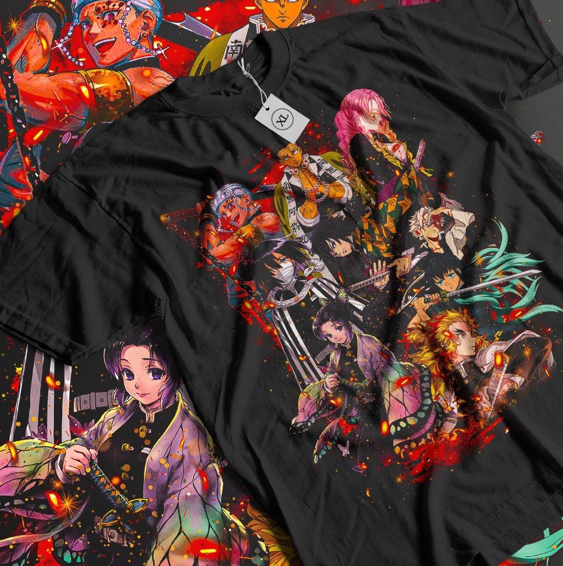 

2026 Summer Demon Slayer Anime Hashira Printed Loose Shortsleeved Pure Cotton Childrens Tshirt Tide Unisex Casual Y2k S