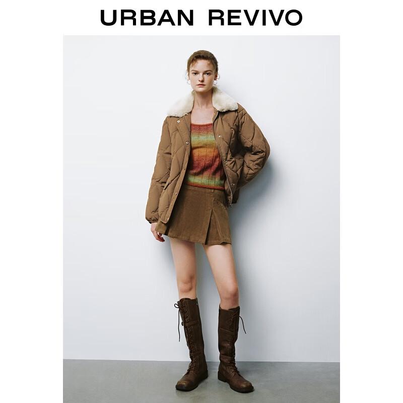 

UR Women s Retro Color-block Diamond Quilted Down Jacket