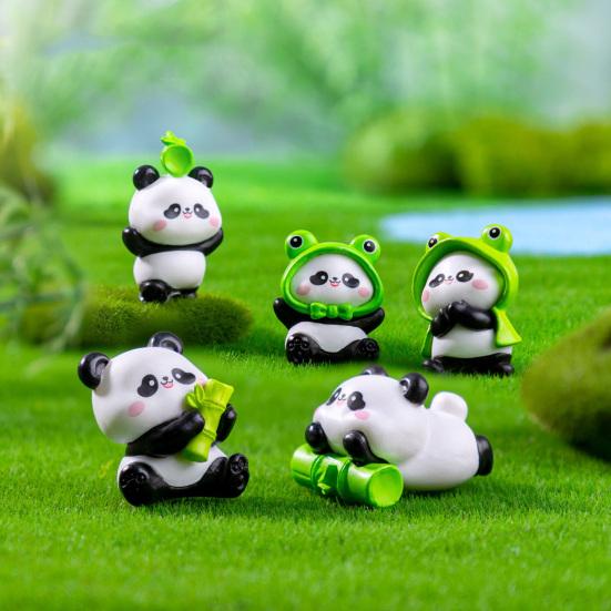 6 ks Mini Panda Figurky Ozdoby Panda na Palubní Desku Auta Miniaturní Zvířecí Ozdoby pro DIY Řemesla Mikro-Krajiny Pohádková Zahrada