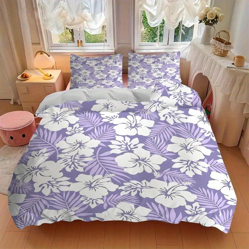3pcs Hawaiian-floral-pattern Bedding Set, Ideal for Home Use, Suitable for Bedroom Decor (1*Duvet Cover + 1/2*Pillowcases, No Core) yy250821160