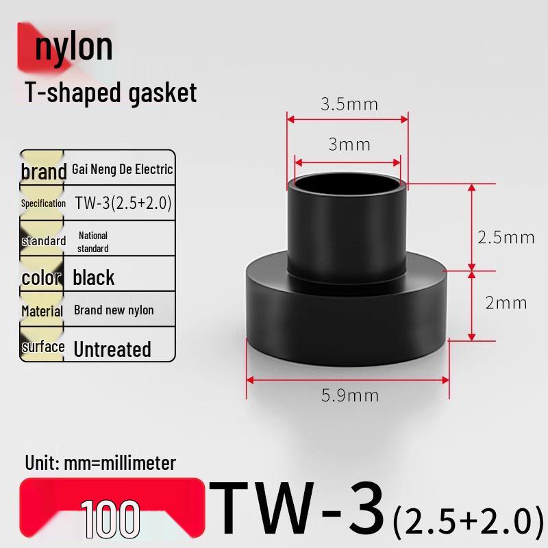 T-shaped Nylon Gasket Ring Screw Shaft Sleeve, Round Concave-Convex Insulation Pad, M2-M35