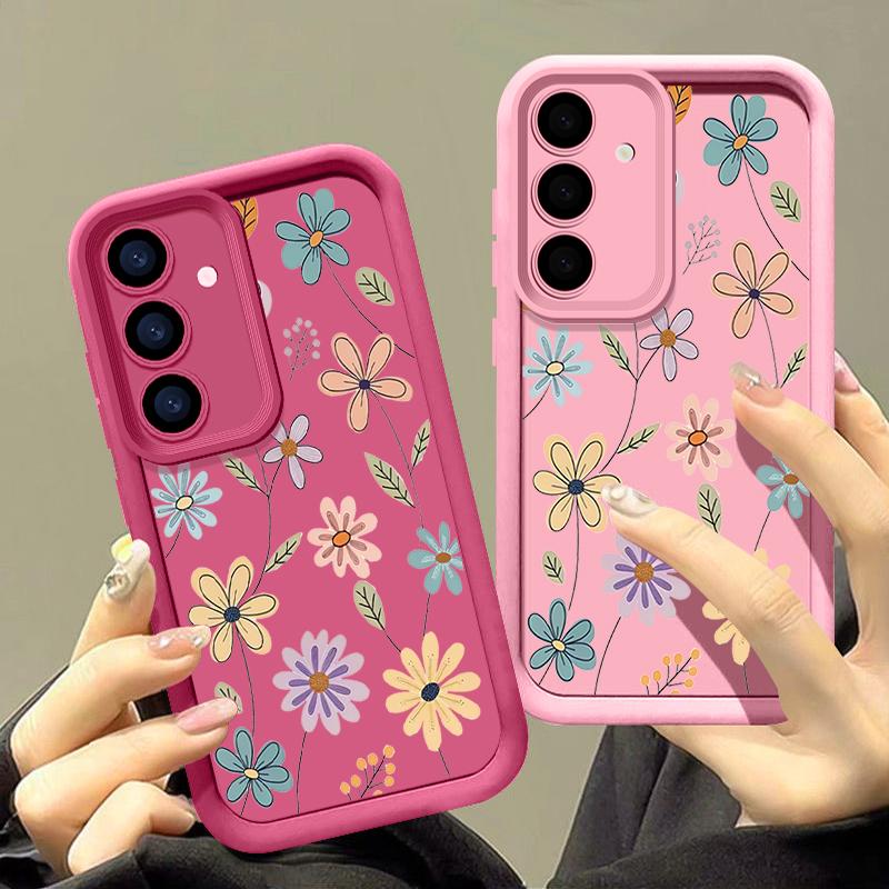 Liebevolle Cartoon-Blumenhülle für Samsung Galaxy S25 S24 Ultra S23 S22 Plus S21 S20 FE A15 A16 A26 A34 A35 A36 A54 A55 A56 5G Capa