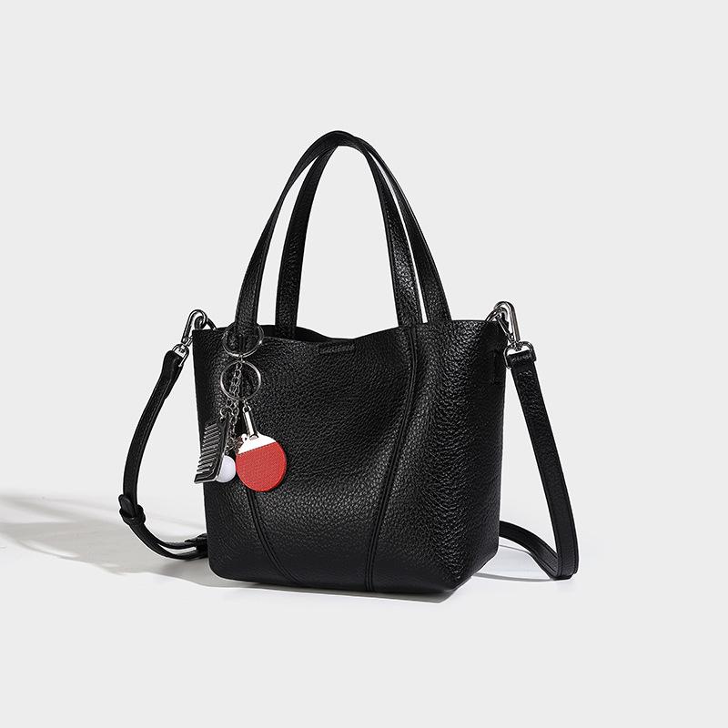 Light Luxury Genuine Leather Hand-held Bucket Bag Niche Women's Bag Single-shoulder Crossbody Bag