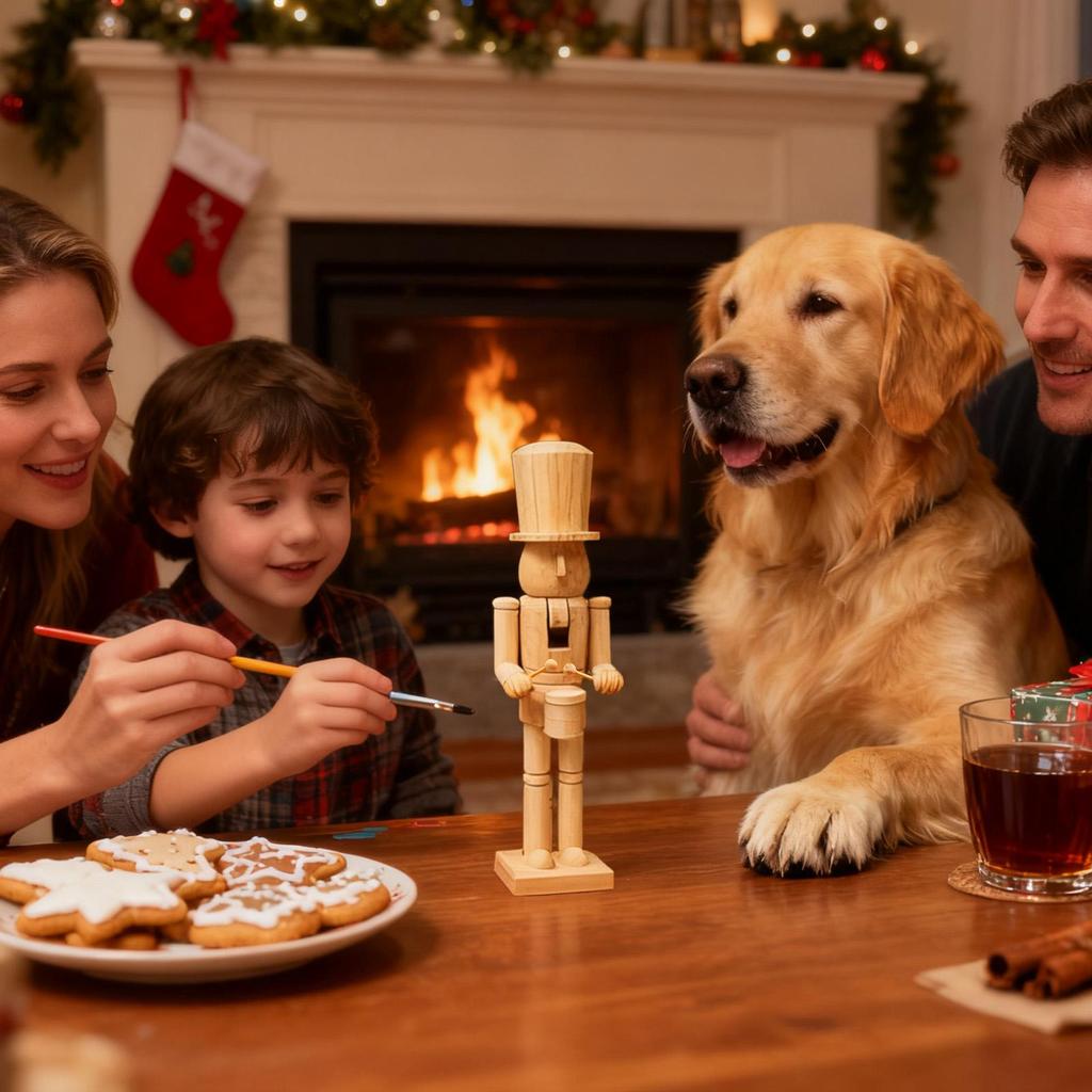 Nutcrackers Figures Classic Festive Figure 38cm Christmas Wood Tabletop Nutcracker For Holiday Party Kitchen Shelf Bedroom