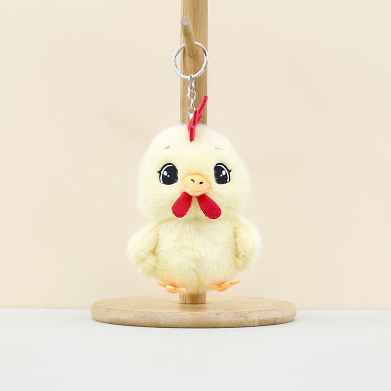 White Charming Blue Yellow Pink Plush Chicken Keychain Soft Toy For Collectors