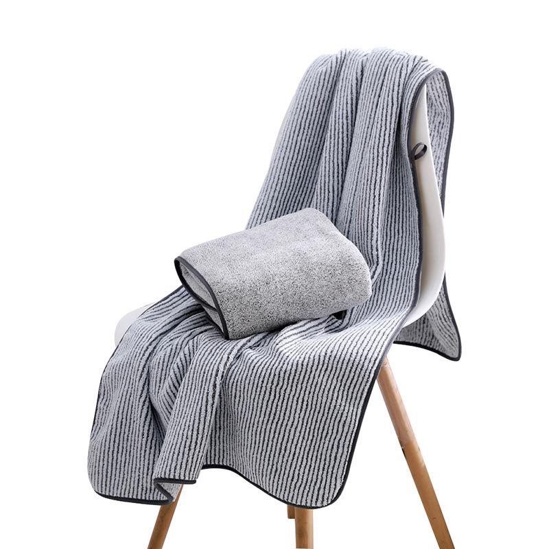 Antibacterial Bamboo Charcoal Bath Towel - Water Absorbent, Quick-Drying Coral Fleece, Large Size
