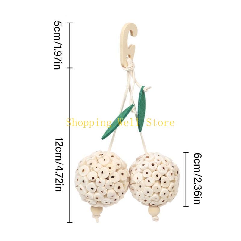 KX4B Pet Bird Straw Chew Toy Natural Molar Sphere for Cockatiel Conure