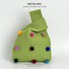 Korean Cute Colorful Pompom Knitted Handbag - Women's Versatile Large Capacity Tote & Wristlet