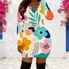 Women Plus Size Long Sleeve Crisscross Front Bodycon Slim Hip Hugging Midi Pencil Dress