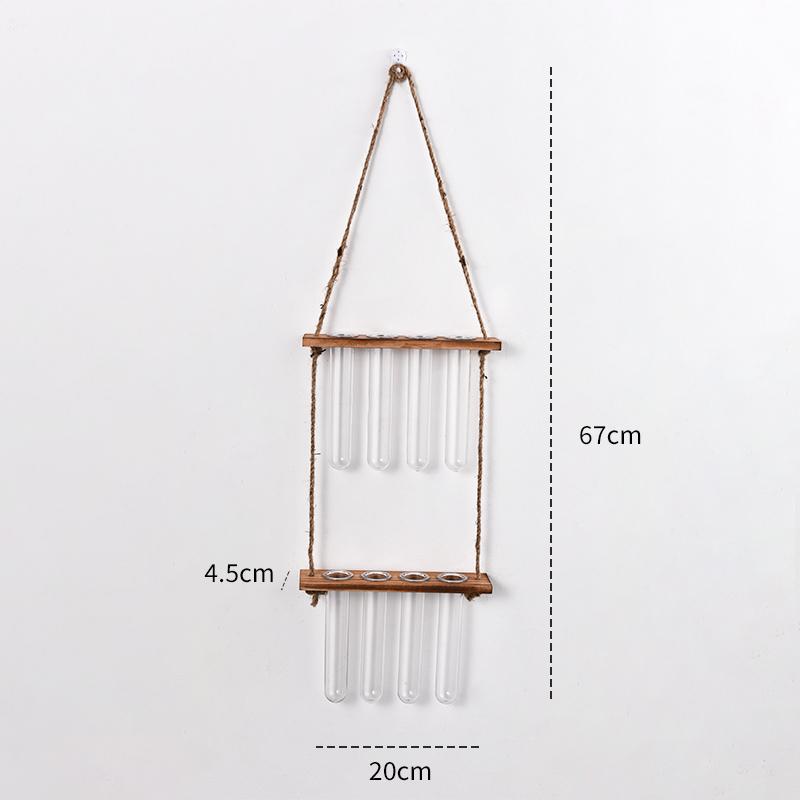 Ins Hydroponic Test Tube Vase Series Wall Mounted Wooden Frame Hydroponics Decorative Container Home Decoration Party Gift Vase
