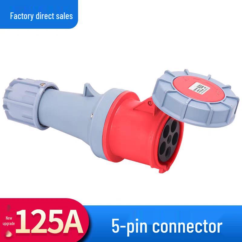 63A/125A Waterproof Aviation Plug Socket: 3-Pin, 4-Wire, 5-Hole, 3-Phase Connector