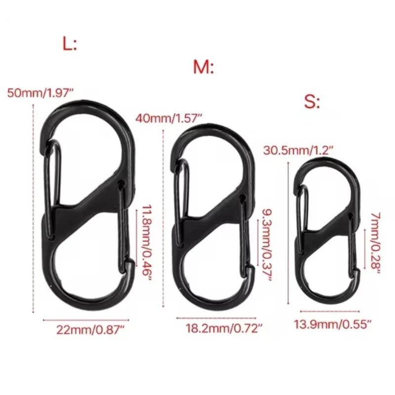 Small Spring Clips for Camping Fishing Traveling 10 Pcs S Shaped Carabiner Metal Double Hooks Carabiner Keychain