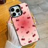 RED Pink C-Cherry Parinting Phone Case For iPhone 16 17 15 14 12 13 Pro Max Black Candy Matte Shockproof Cover