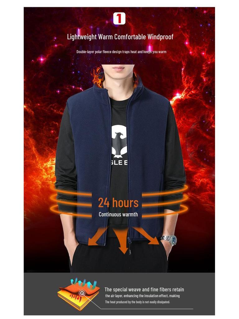 Herren Fleece-gefütterte ärmellose Weste - Herbst/Winter lässige Sport-Außenbekleidung