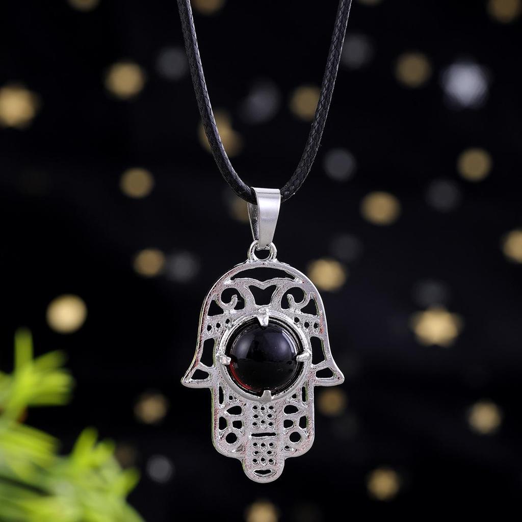 Amethyst Rose Quartz Tiger's Eye Fatima Hand Pendant