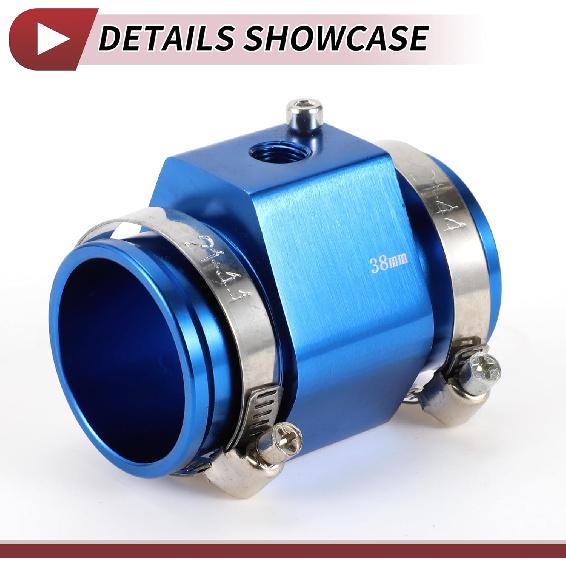 1 Set Car Water Coolant Temperature Sensor Adapter Joint Pipe Radiator Sensor Adaptor 38mm Blue