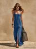 2026 Summer Casual Solid Color Slit Camisole Dress for Women - European and American Fashion
