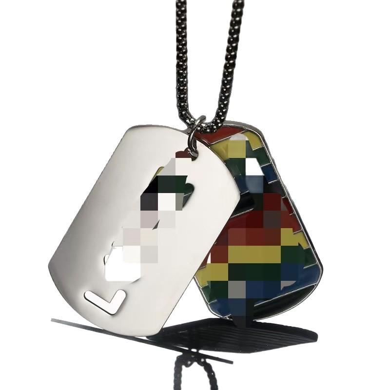 European and American Hip Hop Rainbow Pendant Stainless Steel Necklace