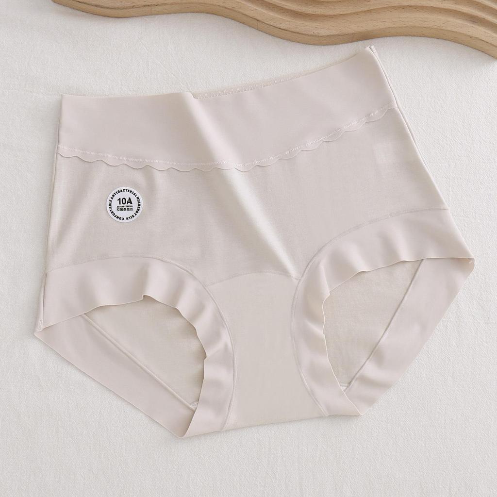 Plus Size Antibacterial Lyocell High-Waisted Seamless Tummy Control Silk Panties