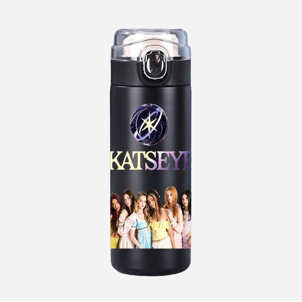 400Ml Water Bottle Anime Cartoon KATSEYE Printed Thermos Cup Portable Stainless Steel Outdoor Sports Water Cup Children Kid Gift