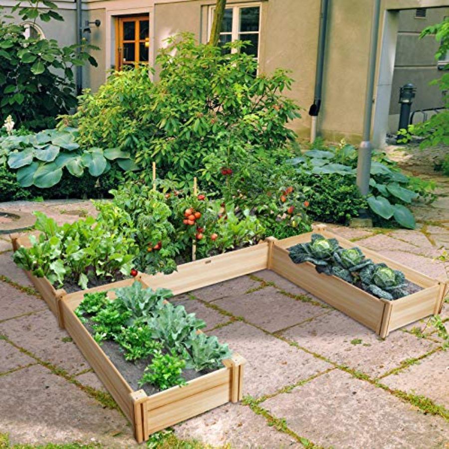 Garden Bed Wooden Planter Box Stand with Large Planting Space for Vegetables Fruit Herbs Flower Garden Planting Bed for Backyar