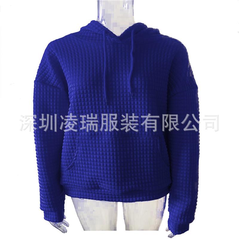 Autumn and Winter Women's Clothing Small Style Round Neck Hooded Long Sleeved Sweatshirt Solid Color Top for Women