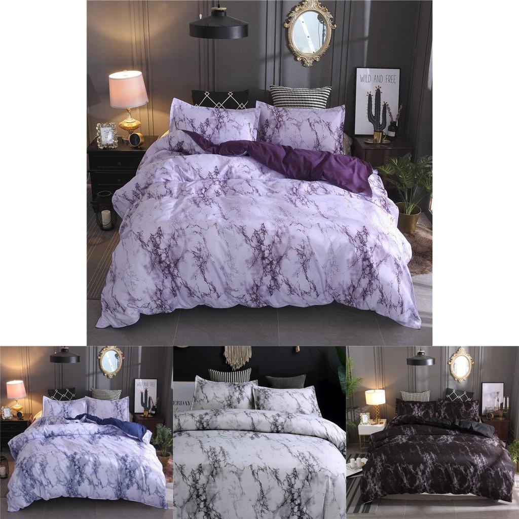 Versatile Marble Pattern Soft Bedding Duvet Cover Set With Matching Pillowcase Choices