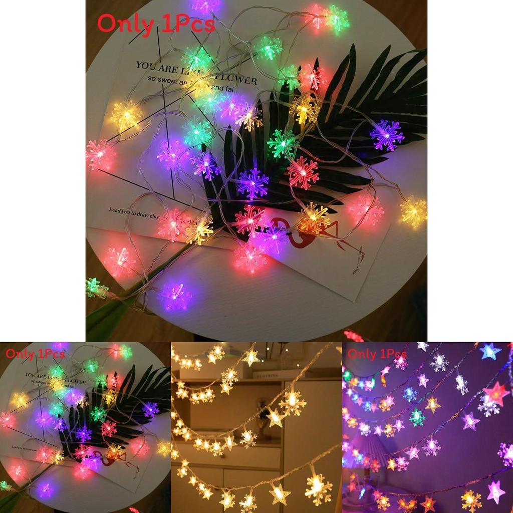 Stars Snowflakes Outdoor Solar Led String Lights For Holiday And Event Decoration