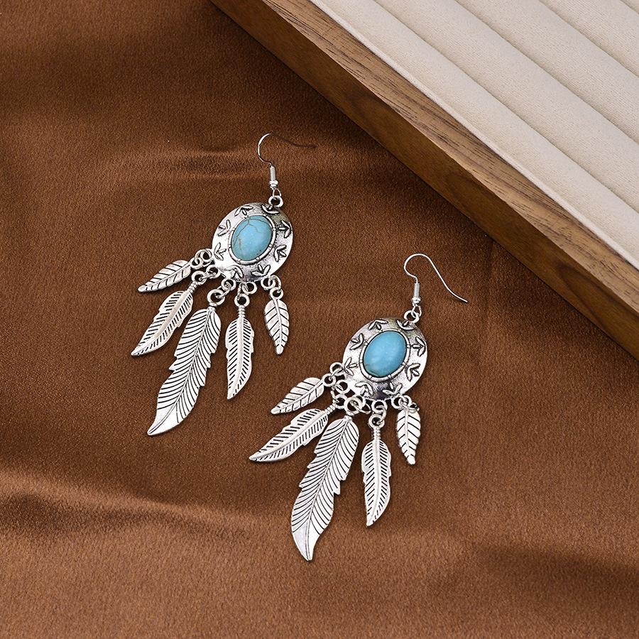 

Нові сережки-підвіски з круглим листком у ретро-етнічному стилі, вишукані та елегантні вушні прикраси для жінок срібний