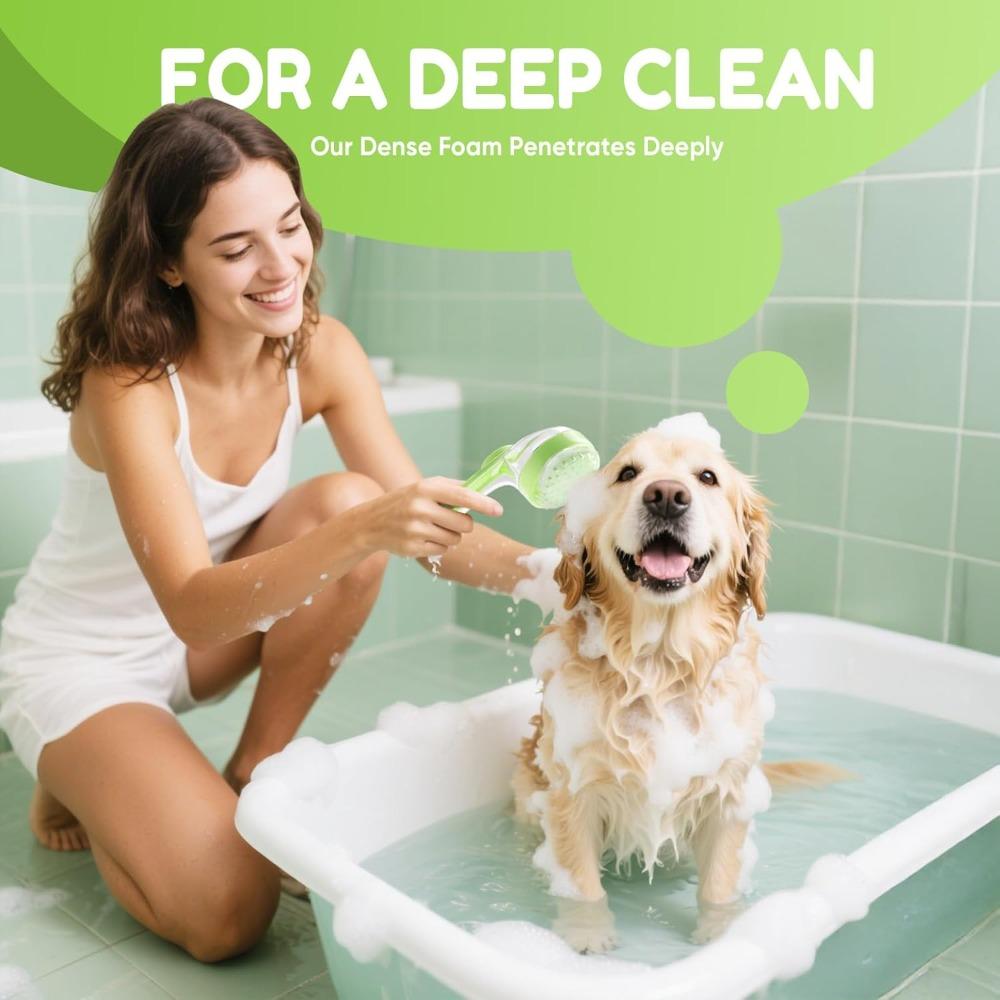 Pet Bath Brush with Shampoo Dispenser, Dog Bath Brush and Grooming Massage Brush for Dogs Cats, Easy Dog Washing Brush for Short and Long Hair