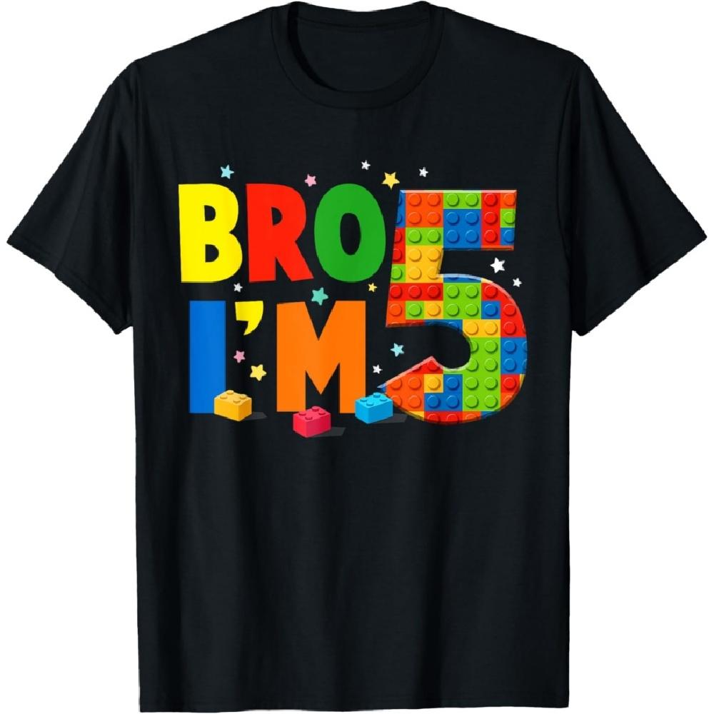 

Birthday Boy Shirt Bro I’m 5 Year Old Building Blocks Brick T-Shirt XXXXXL чорний
