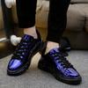 Trendy Patent Leather Glossy Men's Shoes Cold Adhesive Year Round Mirror Punk Style White Sneakers Casual Shoes