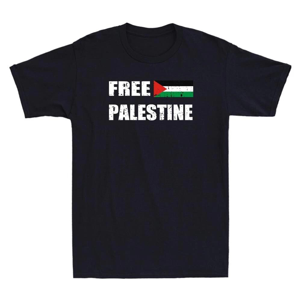 Free Palestine With Palestinian Flag Support Vintage Men s Short Sleeve T-Shirt L