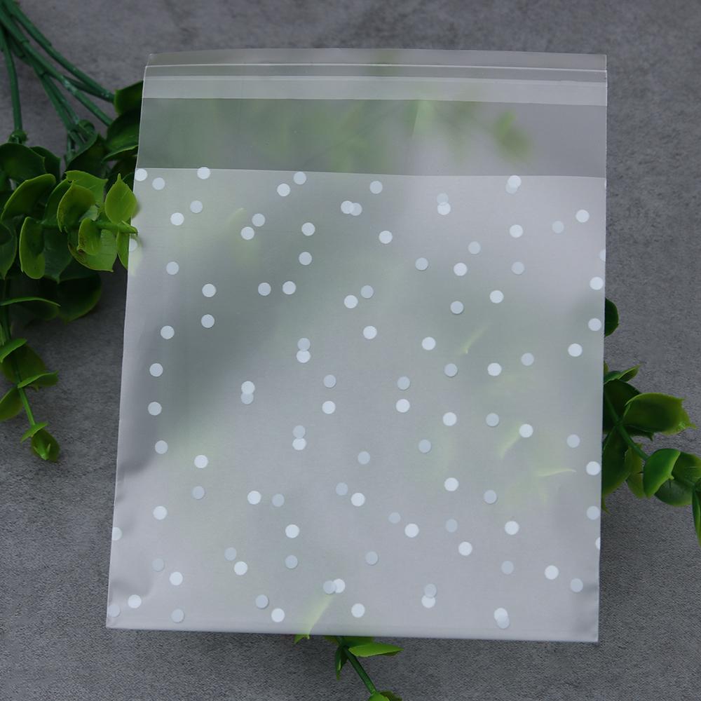 100 PCS New Hot Cookie Self Adhesive White Dots Plastic Packaging Bag Seal OPP