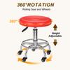 PATIKIL Rolling Desk Stool with PU Leather Round Rolling Desk Stool for Beauty and Office Red Height-Adjustable Casters, Tattoo, Massage, Salon, Spa,