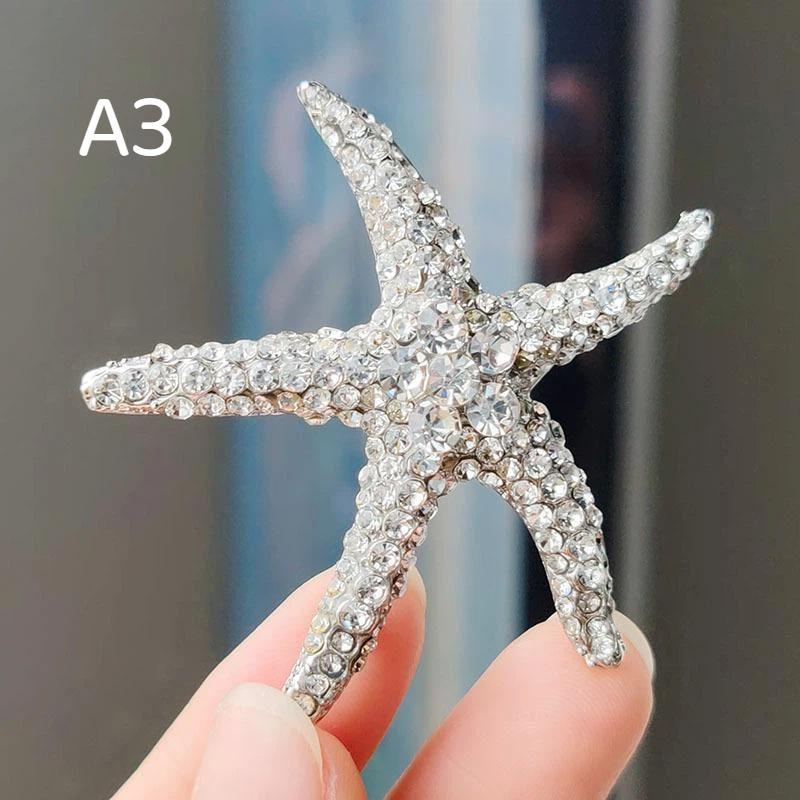 Trendy Multicolor Rhinestone Starfish Brooch 1Pcs Unisex Durable Clothing Pin for Daily Wear Party Anniversary Decoration