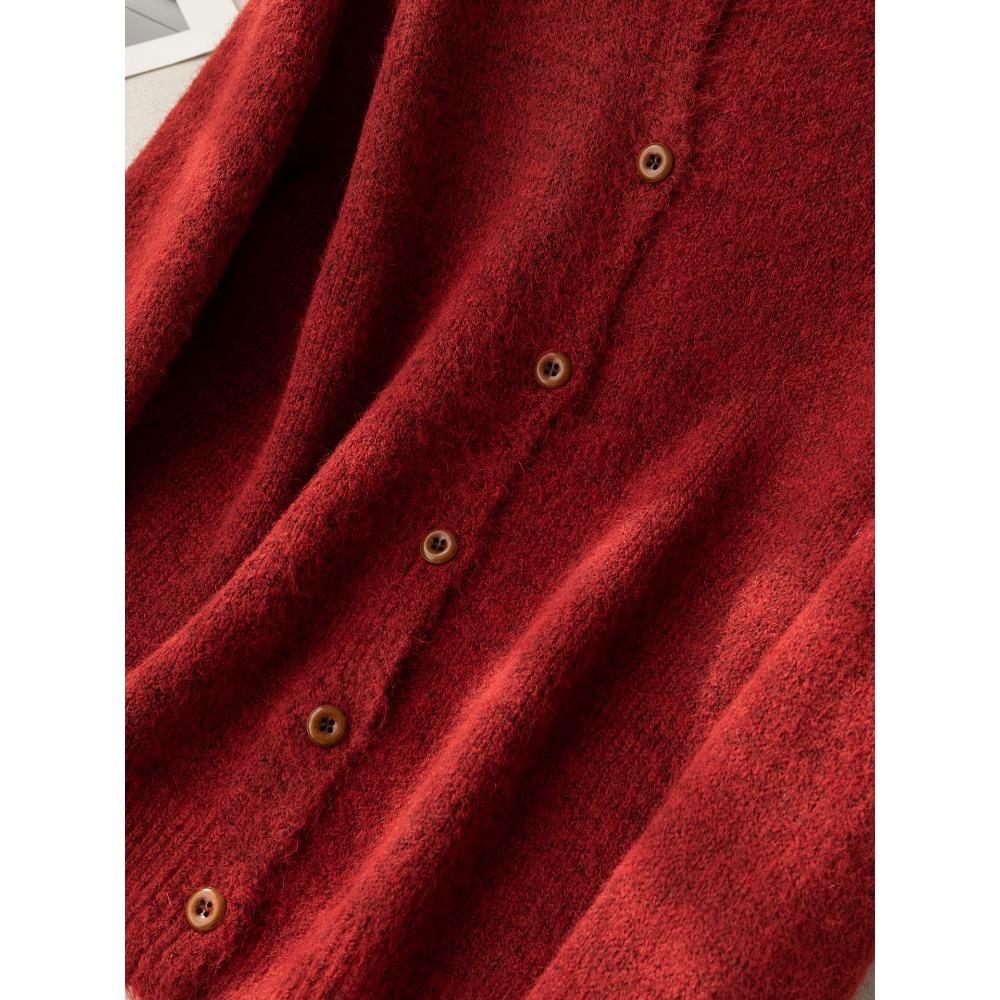 DIMANAF 2025 Sweaters Buttons Turtleneck Cardigan Autumn Solid Women Knitting Loose