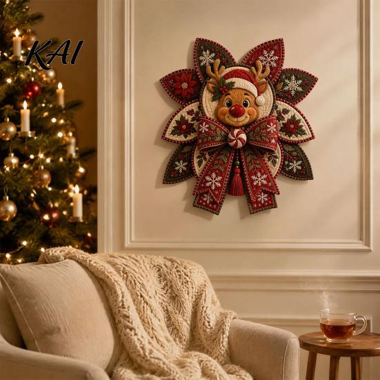 Weihnachtsbaumschmuck Bastelset Patchwork Schleife DIY Nähset, 3D Handgemachter Dekorativer Schmuck, Vorgeschnittener Heimdeko-Stoff Und Schritt-für-Schritt-Anleitung Bastelset