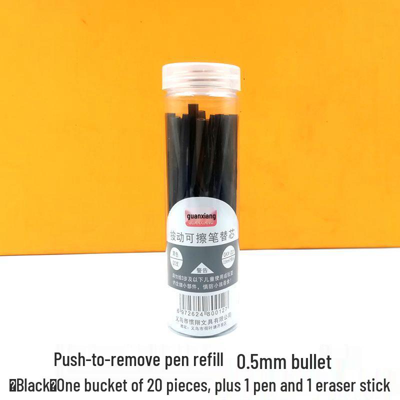 Press To Advance Friction Erasable Gel Pen Refill, 0.5mm Bullet Tip, Crystal Blue Black