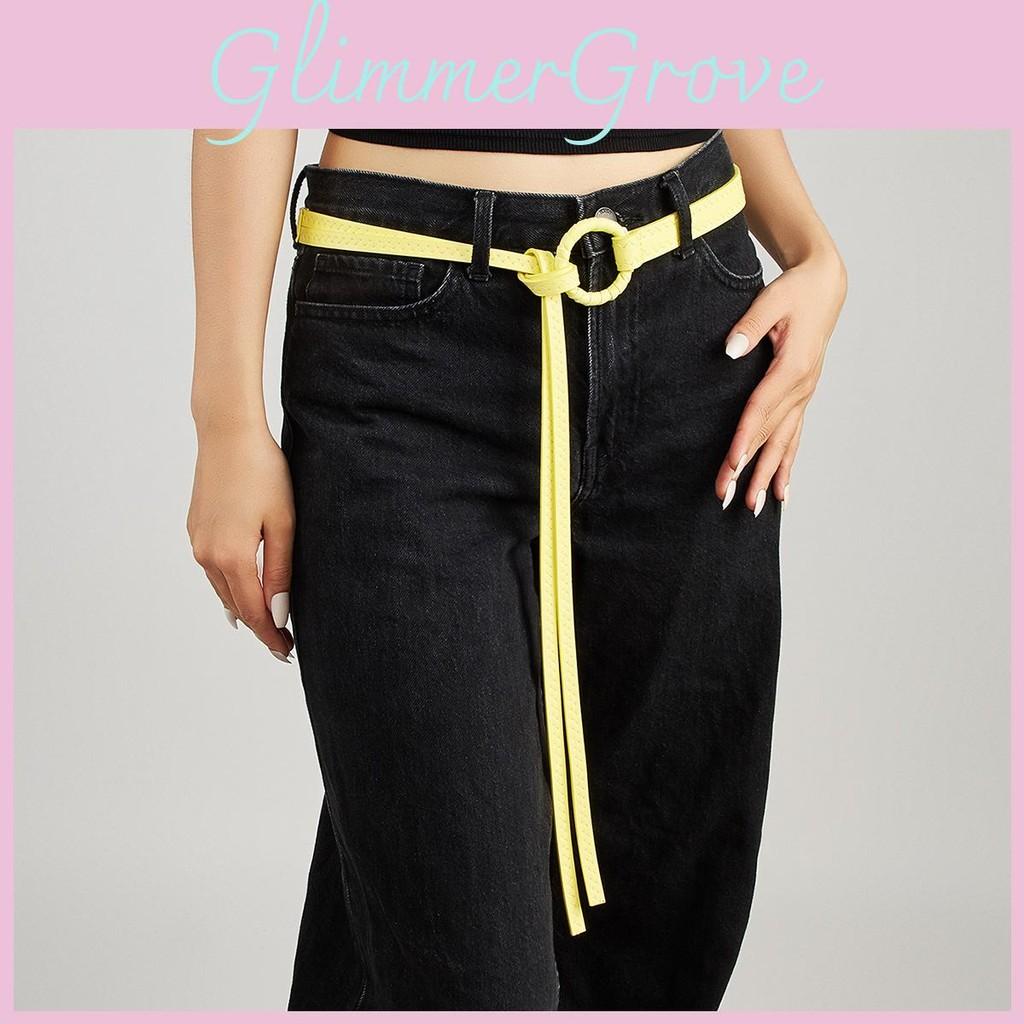 Fashion Color Solid Round Buckle Decoration Women Casual Belt For Daily Use