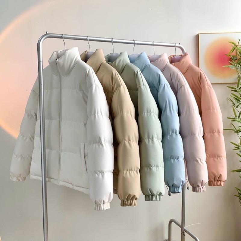 Stand-up Collar Cotton Clothing Men and Women Paragraph Winter Thickened Loose Cotton Jacket Couple Paragraph Casual Bread Clothing Cotton Jacket
