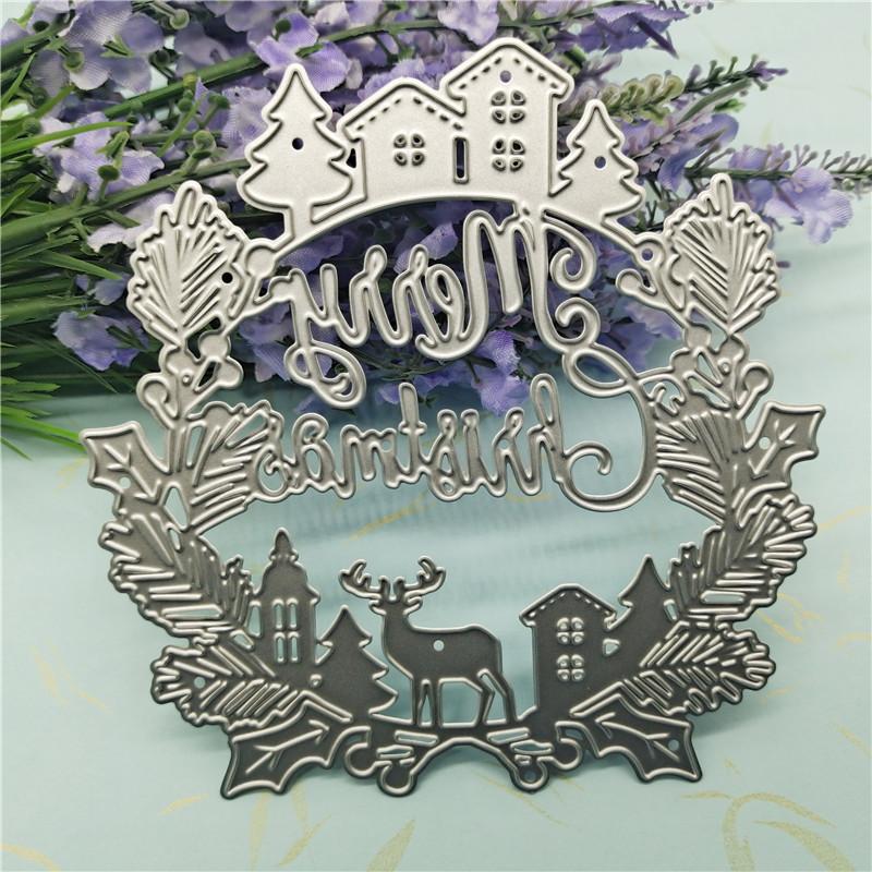 Christmas Deer Merry Christmas Words Metal Dies for DIY Scrapbooking Cutting Templates for Cardmaking, Paper Art Craft Supplies
