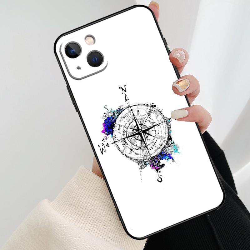 World Map Compass Nautical Phone Case For iPhone 11 12 13 14 15 16 Pro Max Mini X XR XS Max Plus Cover Funda