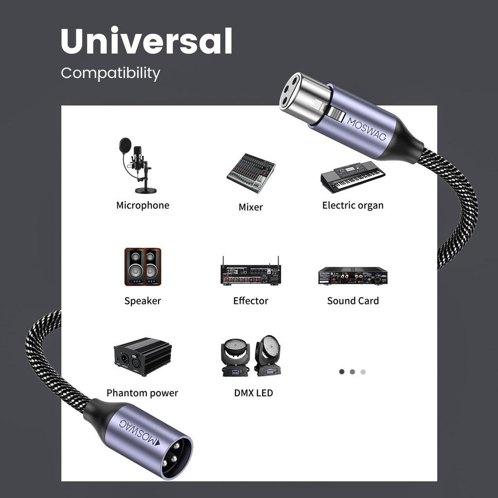 MOSWAG XLR Cable Microphone Cable 1 Meter XLR Cable XLR Balanced Connection for Microphone Recording Compatible with recording devices such as AV