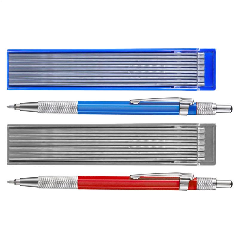 Svetspenna med 12 st påfyllningar Metallmarkör Mekanisk svetspenna Rörläggare Tillverkning Röd Blå För Metallarbete Svetare